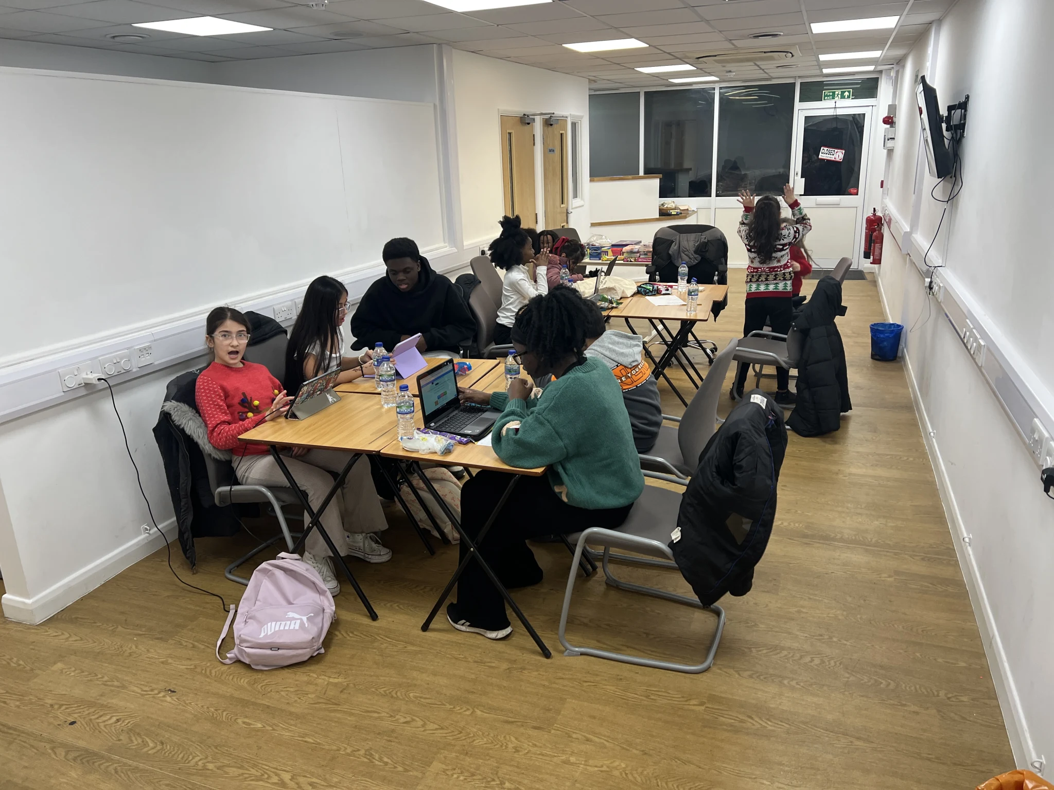 Students working together in a classroom