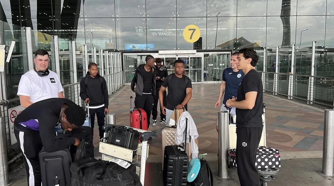 A group travelling together with luggage